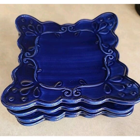 Retired Home Interiors Celebrating Home 6 Inch Square Desert Plates Set Of 4 - Picture 3 of 4